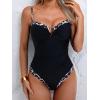 image:imageB2prity Womens One Piece Swimsuit Tummy Control Slimming Bathing Suit Color Block Swimwear Ruched Swim SuitBlack  Leopard Print