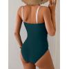 image:imageB2prity Womens One Piece Swimsuit Tummy Control Slimming Bathing Suit Color Block Swimwear Ruched Swim SuitPeacock Green  White