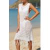 image:imageB2prity Womens Swimsuit Crochet Cover Up Knit Bikini Bathing Suit Swimwear Coverup Sleeveless Tassel Beach DressWhite