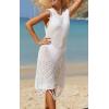 image:imageB2prity Womens Swimsuit Crochet Cover Up Knit Bikini Bathing Suit Swimwear Coverup Sleeveless Tassel Beach DressWhite