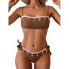 image:imageB2prity Two Piece Bikini Set Swimsuit for Women Adjustable Tie Back Customizable Fit Bathing Suit Double Lined Resort WearBrown