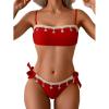 image:imageB2prity Two Piece Bikini Set Swimsuit for Women Adjustable Tie Back Customizable Fit Bathing Suit Double Lined Resort WearRed