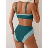 image:imageB2prity Womens Bikini Set Two Piece Swimsuit Color Block Slimming Bathing Suit High Waisted Scoop Neck Swimwear